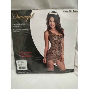 Dreamgirl Cave Girl Costume Women's Medium Leopard Animal Print Dress